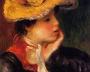 皮埃尔 奥古斯特 雷诺阿 : Head of a Young Woman, Yellow Hat